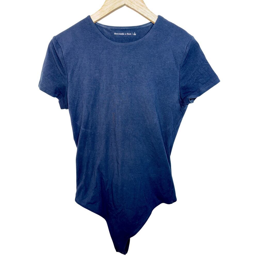 Abercrombie & Fitch Soft Stretch Blue Cotton Short Sleeve Bodysuit Top Womens L